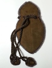 ANTIQUE VICTORIAN LEATHER BEADED PURSE BAG