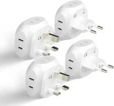 Ceptics Europe Travel Adapter Type C, G - USA to UK, Ireland, Germany, France