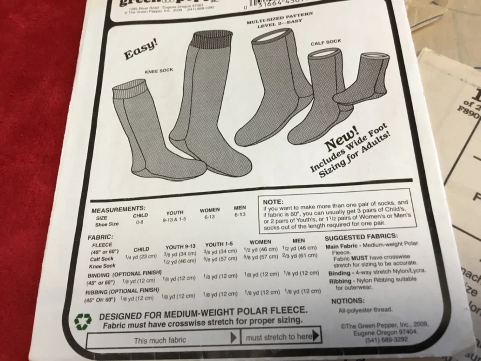Green Pepper Patterns - Polar Socks - Insulated Booties - Multi-Sized UNCUT - Image 4 of 4