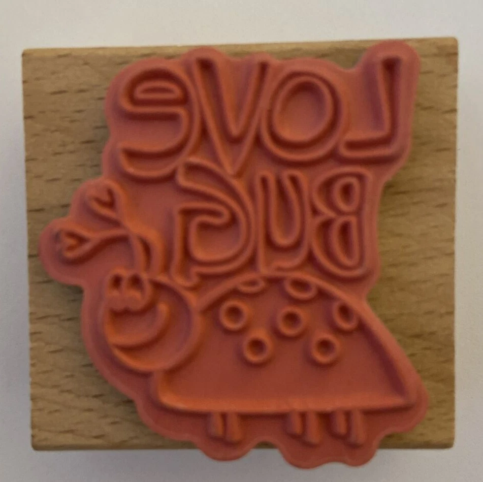 Novo STUDIO G Kolette Hall LOVE BUG Joaninha Carimbo de Borracha Montado em Madeira Hampton Art - Imagem 2 de 4