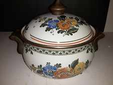 ASTA 7" Casserole Pot w/ Lid & Brass Amsterdam German Porcelain Enamel Cookware