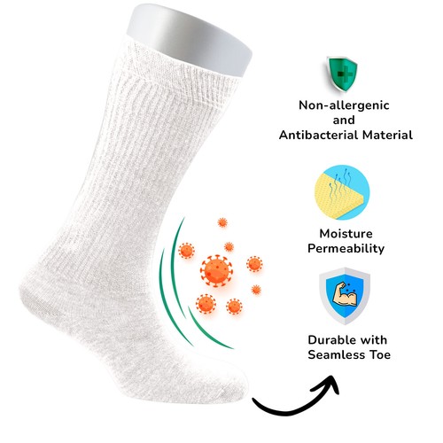 Cosyfeel® Women Loose Diabetic Crew Socks 4-Pack Bamboo Durable Seamless Toe - Picture 28 of 96