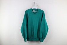 Vintage 90s Streetwear Womens Large Distressed Blank Raglan Sweatshirt Teal USA