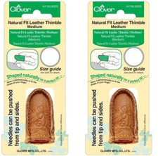 Clover Medium Natural Fit Leather Thimble Pack of 2