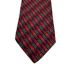 Brooks Brothers Makers Neck Tie Silk Red Gold Chains Made USA Mens
