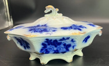 Flow Blue Touraine Pattern Covered Vegetable Tureen — listing 5