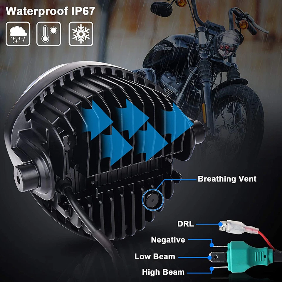 Подходит для Honda Nighthawk 750 CB750 7 дюймов светодиодная фара поворотник дальний/ближний свет дневные ходовые огни - Изображение 4 из 4