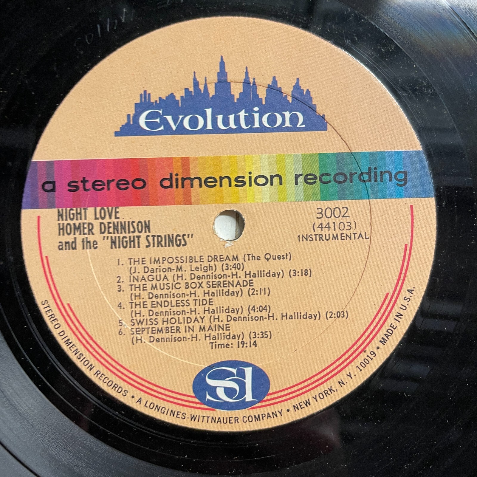 Homer Dennison And The The Night Strings ‎– Night Love Vinyl, LP Evolution