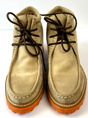 John Fluevog The Tracy Beige Nubuck Orange Outsole Chukka  display picture 3
