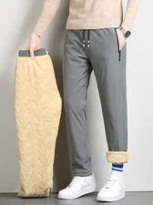 Men's Fleece Casual Pants Warm Track Pants Jogger Sweatpants Windproof Trousers