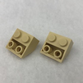 LEGO 3660 Tan Slope, Inverted 45 2 x 2 W/ Flat Bottom Pin (x2)