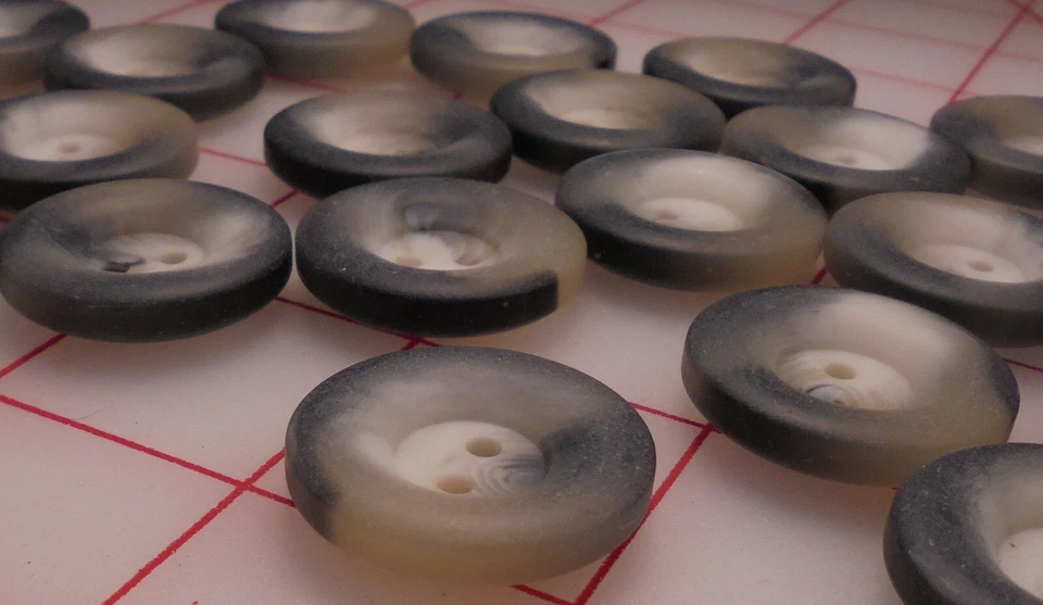 10 Vintage Italian Round 2 Hole Buttons Blended Grey Smoke & Parchment 1"  25mm - Image 4 of 4