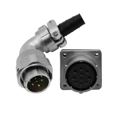 WY32 10-pin 500V Aviation Bent Double Pressure Cable Plug Square Flange Socket
