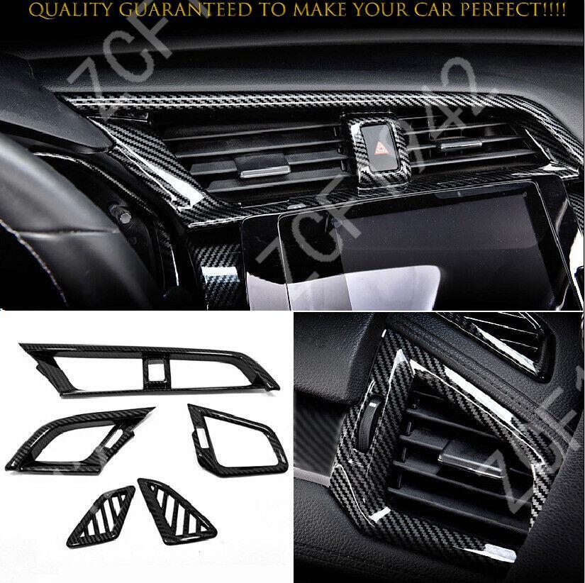 For Honda Civic 10th 2016-2021 Carbon Fiber ABS Dashboard Air Vent Cover Case