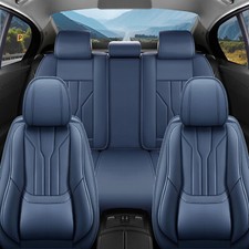 Nappa Leather 5 Seat Car Seat Covers Full Set Protector With Lumbar Support