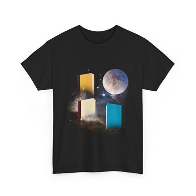 Book Reader Shirt, Three Books Moon Reading Book Lovers Bookworm Funny Shirt
