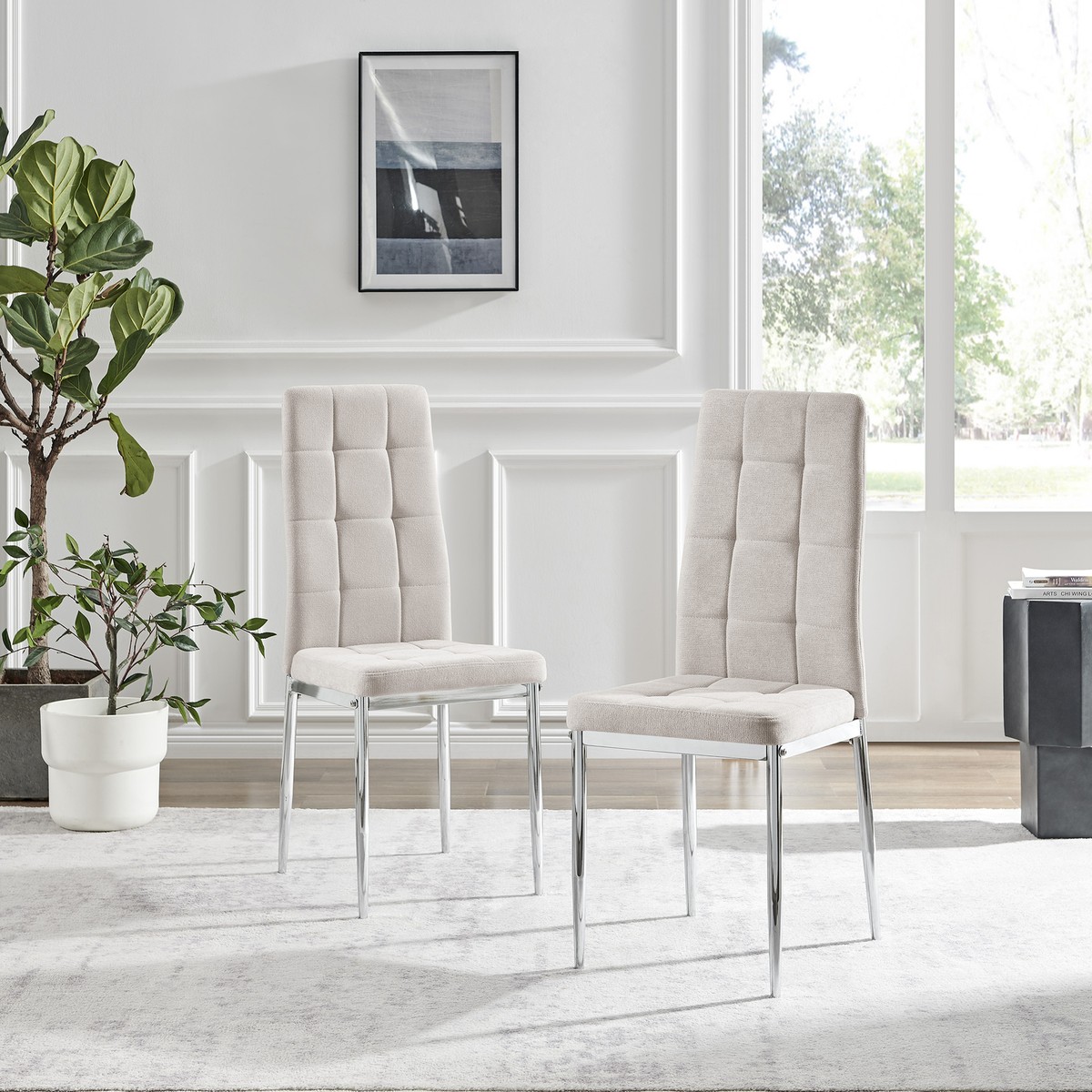 Modern Dining Velvet Cream Dining Chairs Keira Champagne Velvet