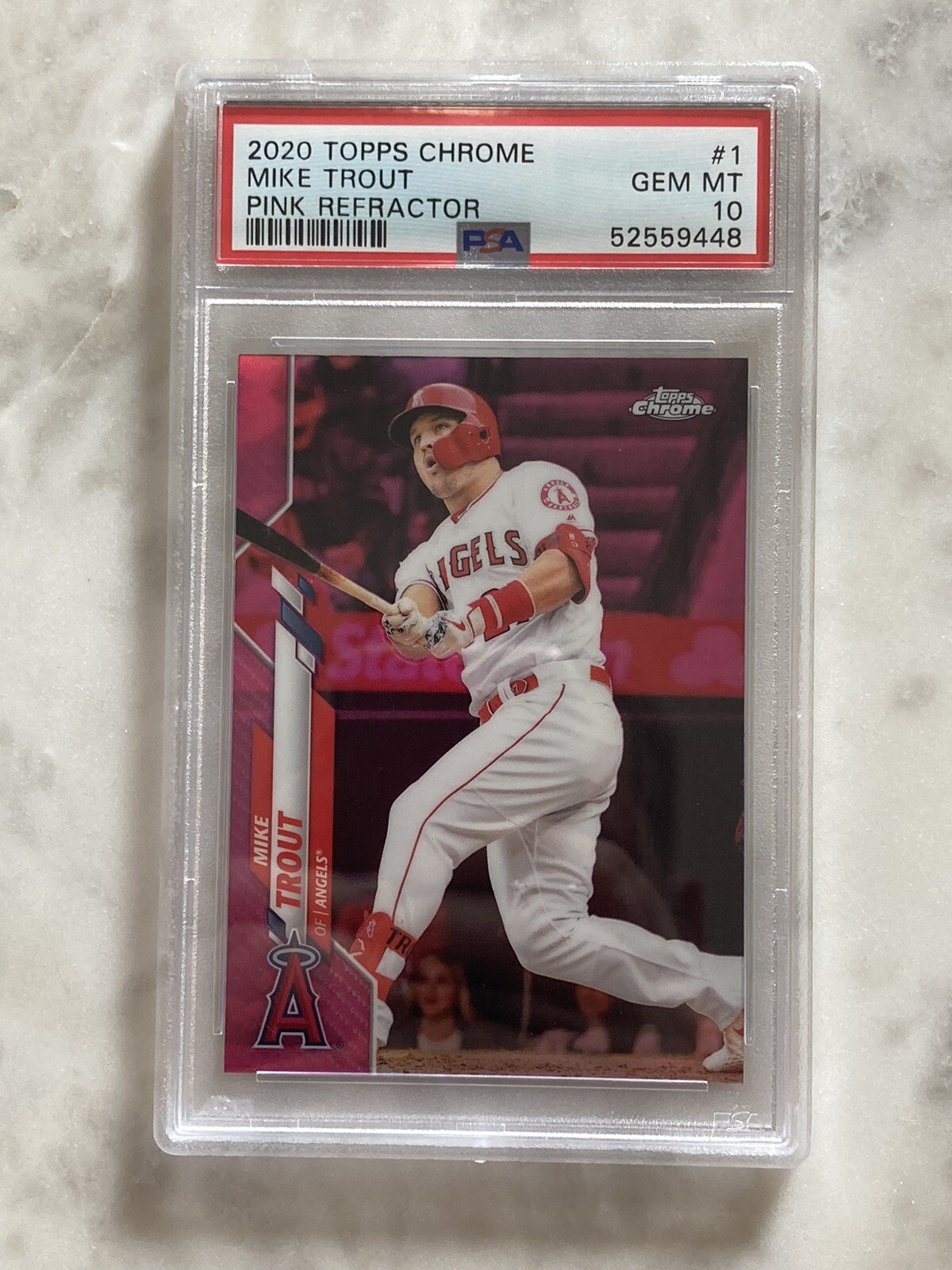 2020 Topps Chrome Mike Trout Pink Refractor PSA 10
