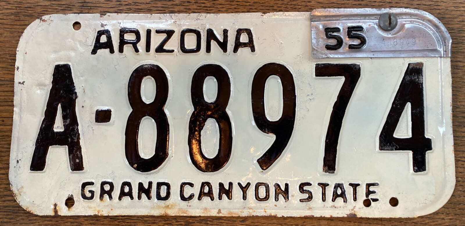 COOL, ROUGH, SOLID 1955 MARICOPA COUNTY, ARIZONA LICENSE PLATE A 88974