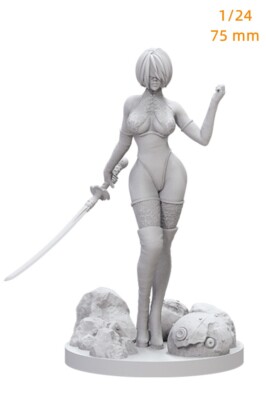 1/24 resin figure model kit H/75mm Masked Baby Girl Killer 3D printing Unpainted