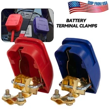 2 x Car Battery Terminal Connector Clamp Quick Release Disconnect Top Post Cover