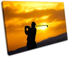 Golf Sunset Sports SINGLE CANVAS WALL ART Picture Print VA