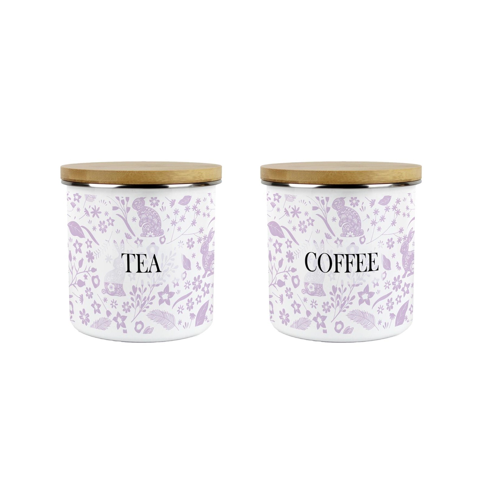 Wild Rabbits Lilac Tea & Coffee Kitchen Storage Canisters Gift