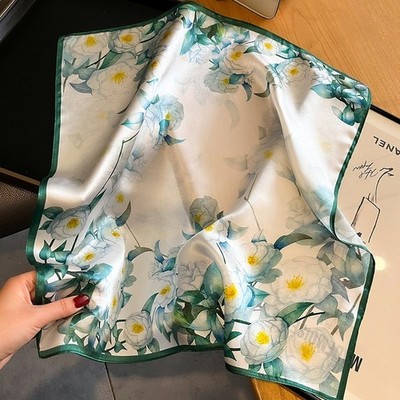 100% Pure Silk Square Scarf Women Silk Neckerchief Bandanna Hair Scarf 21''x21''