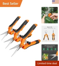 Set of 3 - 6.5 Inch Pruning Shears with Ultra-Sharp Stainless Steel Blades