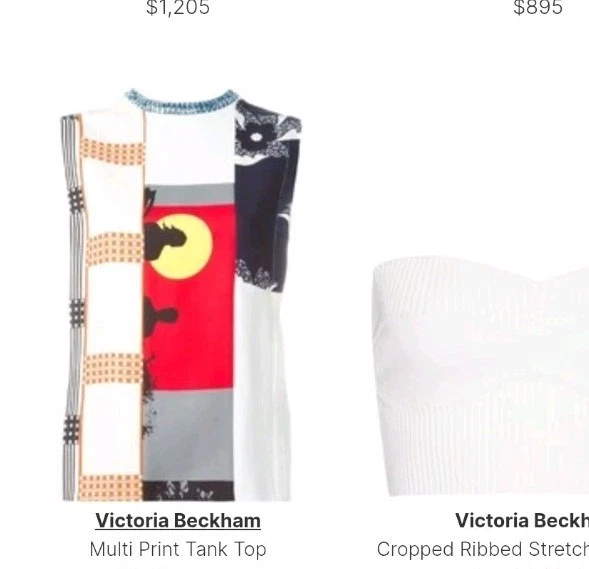 Camiseta sin mangas Victoria Beckham para mujer con gráficos de surfista rara de diseñador colección PVP $1000 Foto 2 de 4