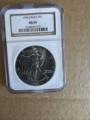 1990 $1 American Silver Eagle NGC MS69 Brown Label