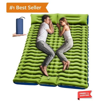 Portable Double Sleeping Pad: 4'' Thick Comfort for Camping & Hiking Adventures