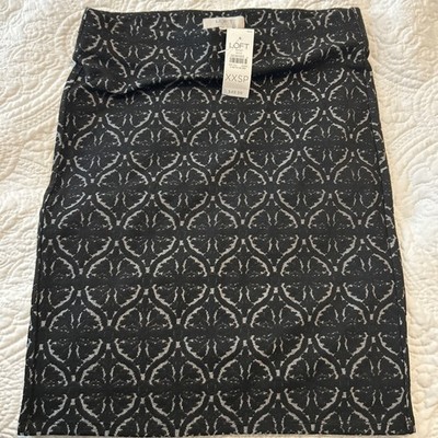 LOFT Outlet Black Soft Velvet Burnout Pencil Skirt Size XXSP NWT