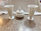 Two Westmoreland Vintage Milk Glass Vases and Candy Dish