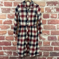ModCloth Shirt Dress Womens Small Multicolor Buffalo Plaid Check Button Front