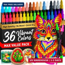 ARTISTRO 36 Precision Dual-Tip Acrylic Paint Markers - Paint Pens Set with Dot 