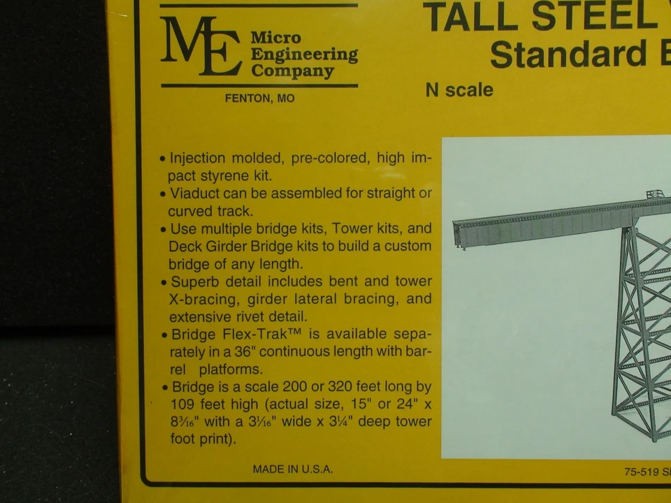 Micro- Engineering #75-518 N SCALE TALL STEEL VIADUCT STANDARD BRIDGE 200' FEET - Image 3 of 4