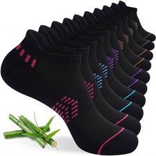 Ankle Socks for Women, Bamboo Viscose Black Cushioned Running Socks Low Cut A...