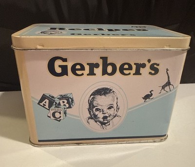 Vintage Gerber Baby Recipes Tin Advertising Storage Container Ann Turner Cook