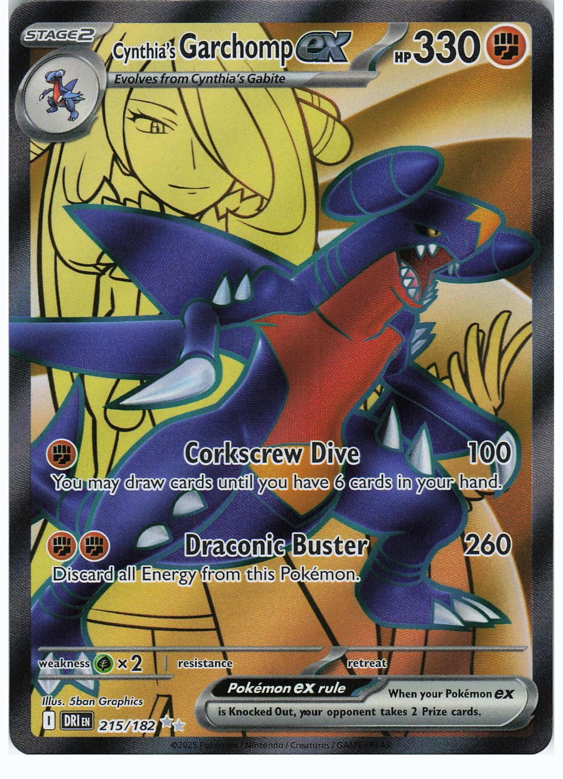 Cynthia's Garchomp ex 215/182 Ultra Rare Destined Rivals Pokemon Holo NM/M