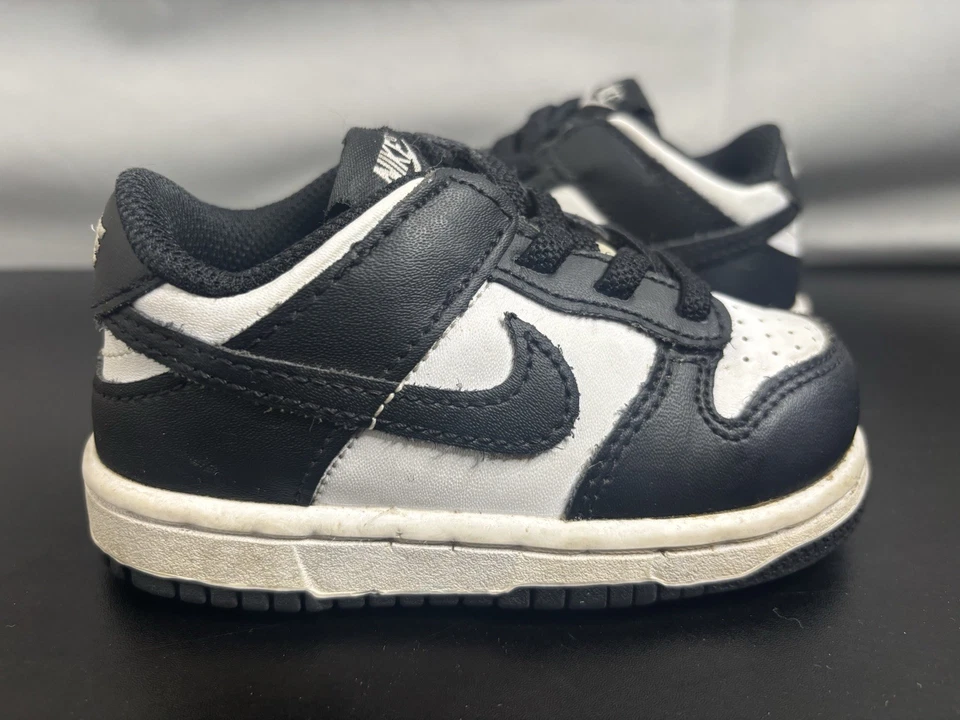 Toddler Size 6C - Nike Dunk Low Black White Leather (CW1589-100) - Image 4 of 4