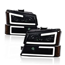 LED Headlight Assembly Compatible Smoky Lens Black Housing Amber Reflector