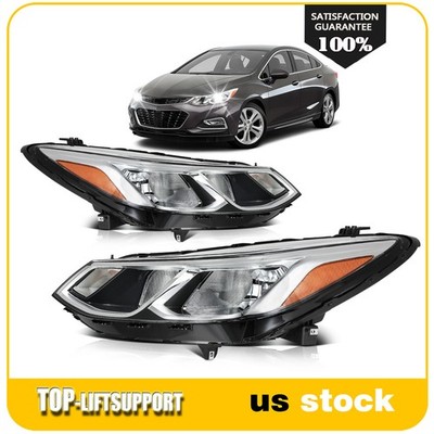 2Pcs/Pair For 2016-2019 Chevrolet Chevy Cruze Headlights w/Bulb Chrome Housing