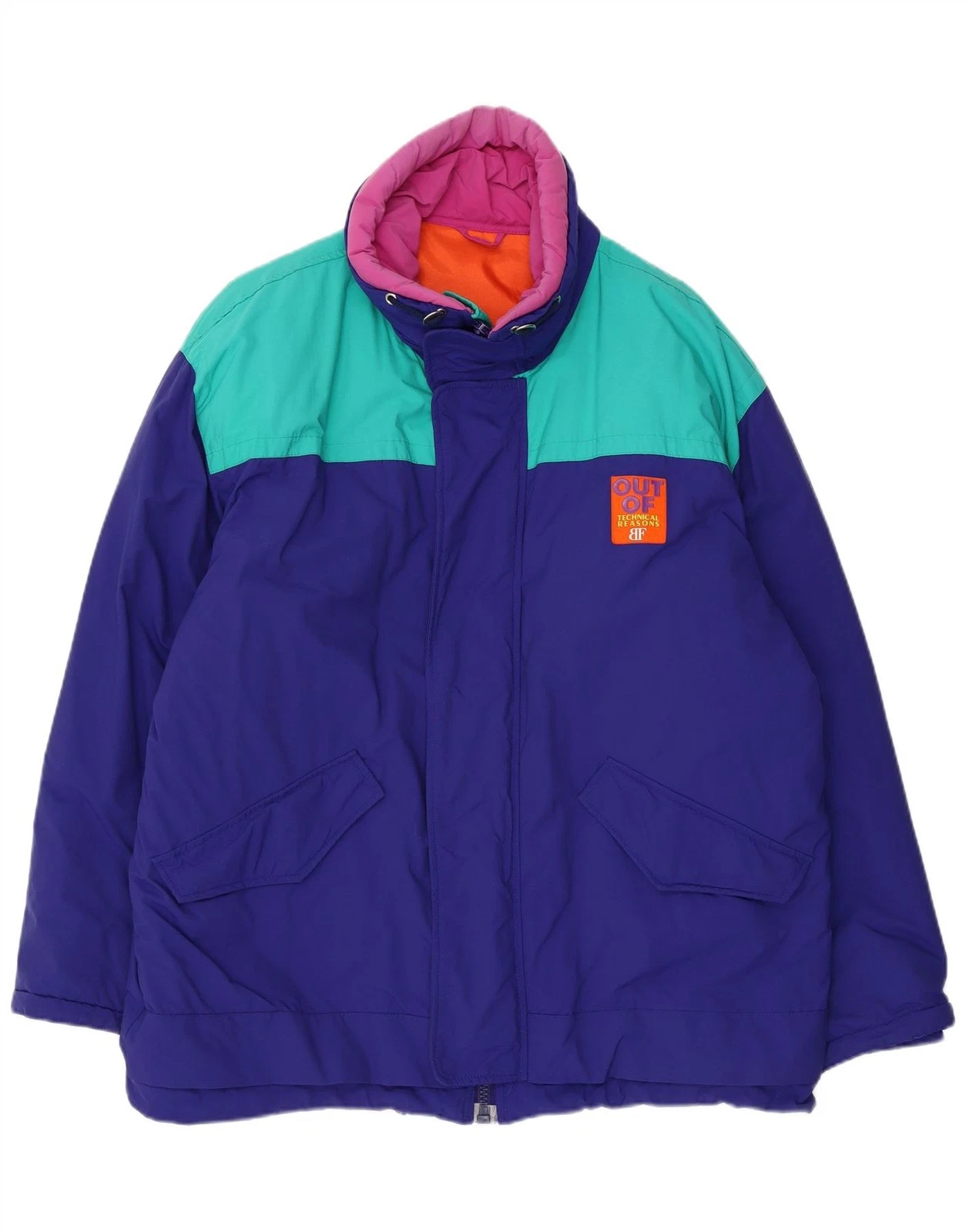 Belfe Mens Windbreaker Jacket UK 44 2XL Blue Colourblock Nylon VB03