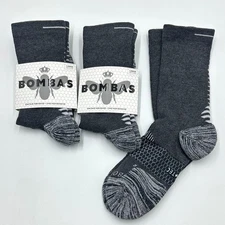 BOMBAS 3 Pairs Men's Lightweight Performance Calf Socks Athletic Size Large Grey