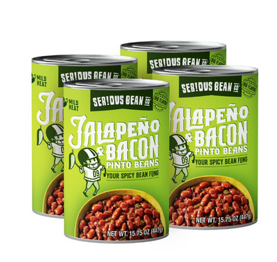 SERIOUS Bean Co Jalapeno & Bacon Pinto Beans, 4-pack of 15.75 Oz Cans
