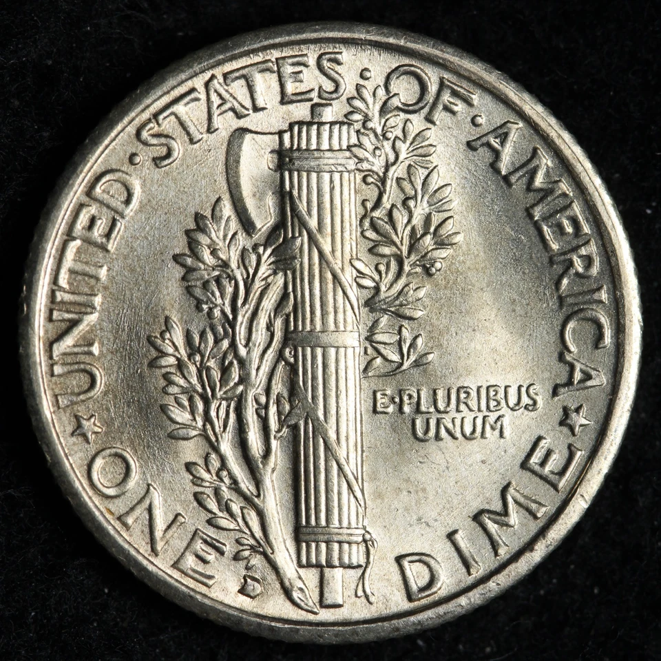 Moneda de diez centavos de plata Mercury 1934-D gema bu *sin circular* MS E216 DKFX Foto 2 de 2