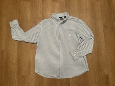 Vintage 2000s Chaps Button Down Shirt Mens Size XL Blue Long Sleeve Striped