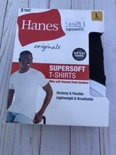 New 3-Pack Hanes Boys Crewneck Size L 16-18 T-Shirt Tagless T-Shirts