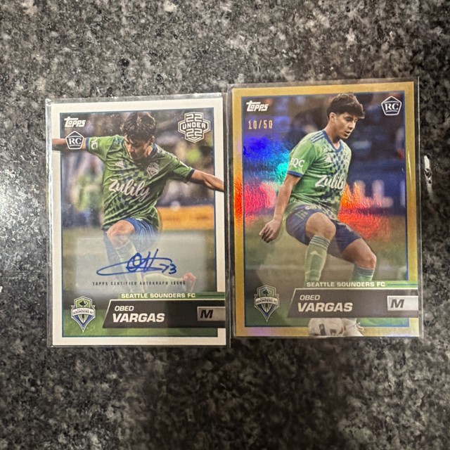 Topps 2023 MLS Gold Rookie Obed Vargas Seattle Sounders FC Serial /50 #108
